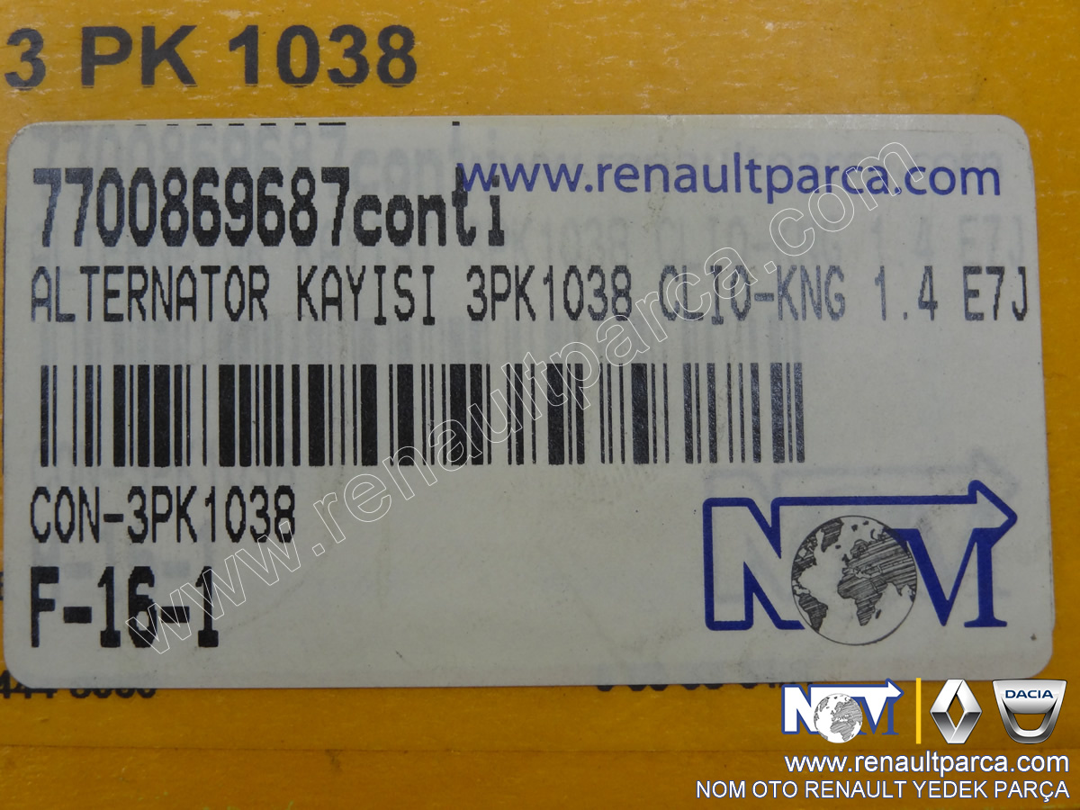 Alternatör Kayışı Clio-Kango 1.4 E7J 8V 98-99  - 1.6 K7M 98  7700869687