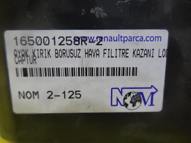 (Ayak Kırık Borusuz) Hava Filitre Kutusu Lodgy Dokker Clio 4 Captur 165001258R