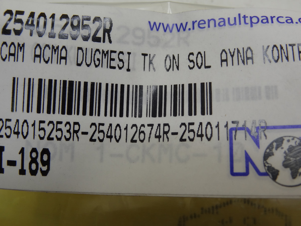 Cam Açma ve Ön Sol Ayna Kontrol Düğme Takımı Megane 4 Talisman 254012952R