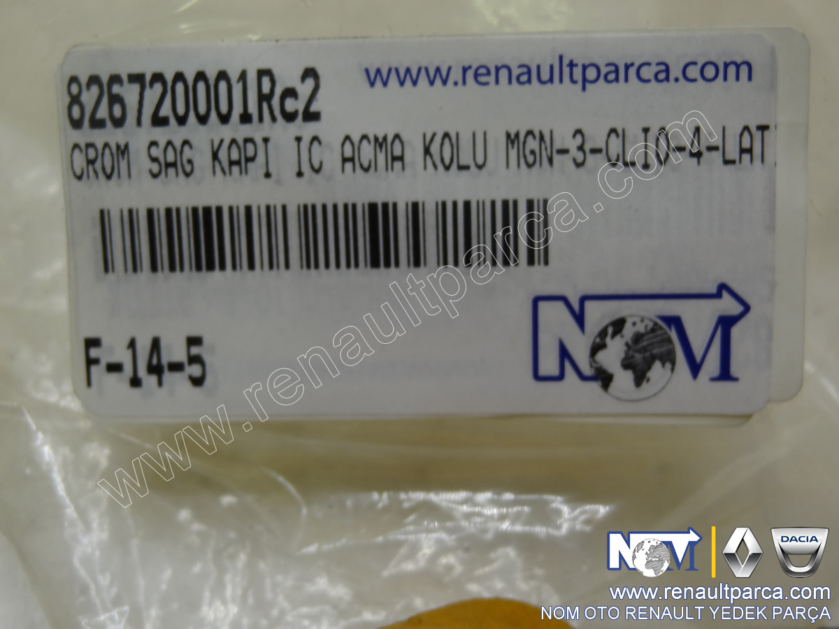Krom Sağ Kapı İç Açma Kolu Megane 3 Clio-4 Latitude Fluence Çıkma 826720001R