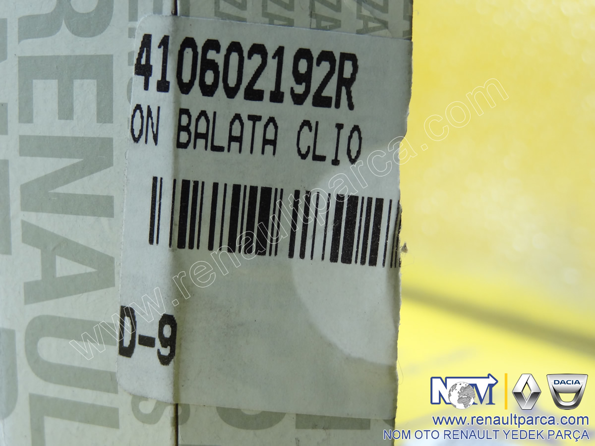 Ön Balata Takımı Clio 2  Symbol Thalia - Logan - Sandero Orijinal 410602192R