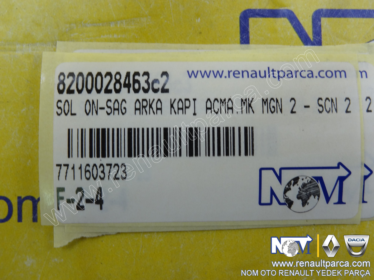 Sol Ön - Sağ Arka Kapı Açma Mekanizması Megane 2 - Scenic 2 8200028463
